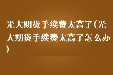 光大期货手续费太高了(光大期货手续费太高了怎么办)_https://www.iteshow.com_期货品种_第1张