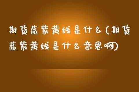 期货蓝紫黄线是什么(期货蓝紫黄线是什么意思啊)_https://www.iteshow.com_期货手续费_第1张