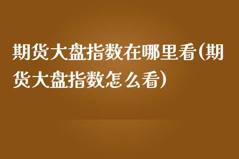 期货大盘指数在哪里看(期货大盘指数怎么看)_https://www.iteshow.com_期货手续费_第1张