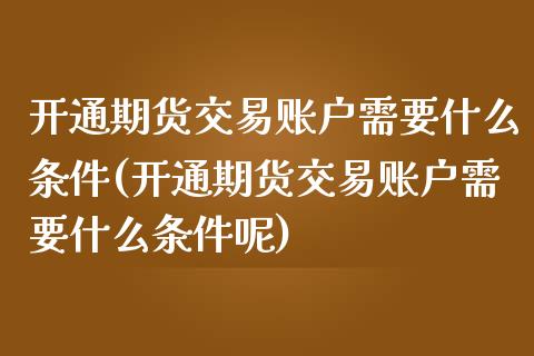 开通期货交易账户需要什么条件(开通期货交易账户需要什么条件呢)_https://www.iteshow.com_期货品种_第1张