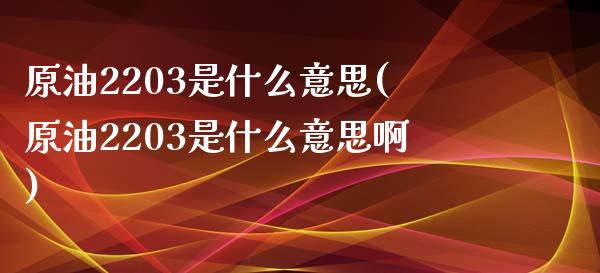 原油2203是什么意思(原油2203是什么意思啊)_https://www.iteshow.com_期货开户_第1张