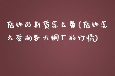 废铁的期货怎么看(废铁怎么查询各大钢厂的行情)_https://www.iteshow.com_黄金期货_第1张