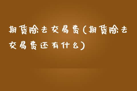 期货除去交易费(期货除去交易费还有什么)_https://www.iteshow.com_期货开户_第1张