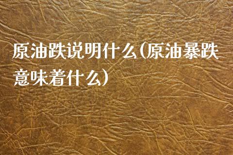 原油跌说明什么(原油暴跌意味着什么)_https://www.iteshow.com_期货百科_第1张