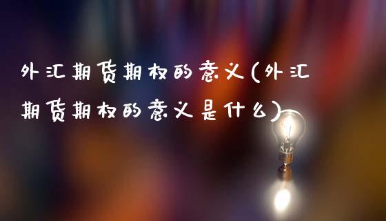 外汇期货期权的意义(外汇期货期权的意义是什么)_https://www.iteshow.com_期货手续费_第1张