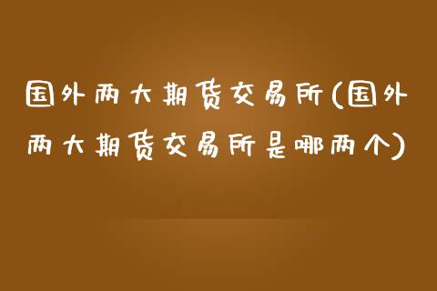 国外两大期货交易所(国外两大期货交易所是哪两个)_https://www.iteshow.com_基金_第1张