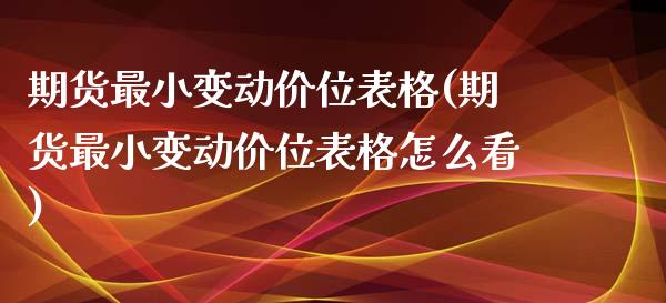 期货最小变动价位表格(期货最小变动价位表格怎么看)_https://www.iteshow.com_期货百科_第1张