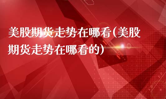 美股期货走势在哪看(美股期货走势在哪看的)_https://www.iteshow.com_股指期货_第1张