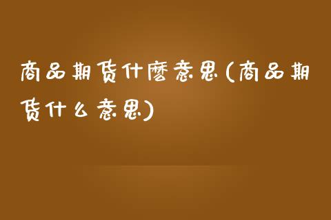 商品期货什麽意思(商品期货什么意思)_https://www.iteshow.com_期货手续费_第1张