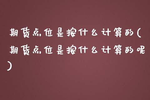 期货点位是按什么计算的(期货点位是按什么计算的呢)_https://www.iteshow.com_期货手续费_第1张