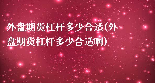 外盘期货杠杆多少合适(外盘期货杠杆多少合适啊)_https://www.iteshow.com_期货手续费_第1张