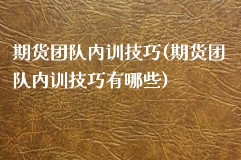 期货团队内训技巧(期货团队内训技巧有哪些)_https://www.iteshow.com_期货公司_第1张