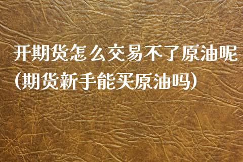 开期货怎么交易不了原油呢(期货新手能买原油吗)_https://www.iteshow.com_期货知识_第1张