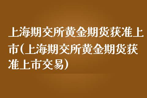 上海期交所黄金期货获准上市(上海期交所黄金期货获准上市交易)_https://www.iteshow.com_期货知识_第1张