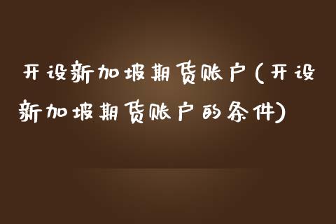 开设新加坡期货账户(开设新加坡期货账户的条件)_https://www.iteshow.com_基金_第1张