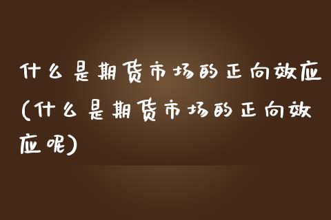 什么是期货市场的正向效应(什么是期货市场的正向效应呢)_https://www.iteshow.com_股票_第1张