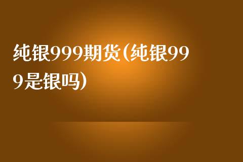 纯银999期货(纯银999是银吗)_https://www.iteshow.com_期货交易_第1张