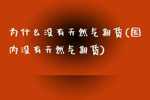 为什么没有天然气期货(国内没有天然气期货)_https://www.iteshow.com_基金_第1张