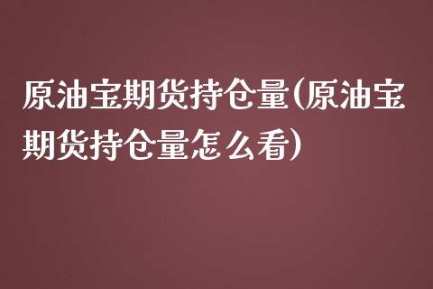 原油宝期货持仓量(原油宝期货持仓量怎么看)_https://www.iteshow.com_期货知识_第1张