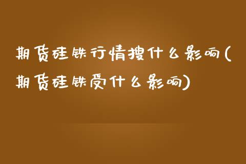 期货硅铁行情搜什么影响(期货硅铁受什么影响)_https://www.iteshow.com_期货知识_第1张