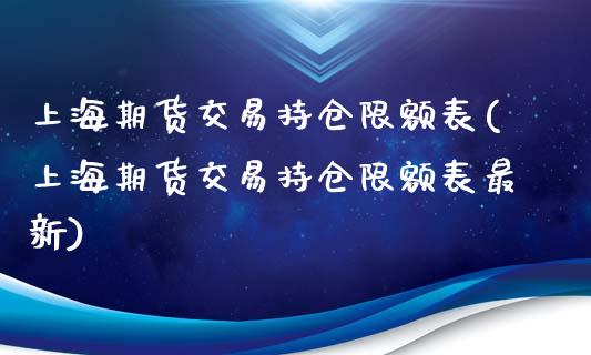 上海期货交易持仓限额表(上海期货交易持仓限额表最新)_https://www.iteshow.com_商品期权_第1张