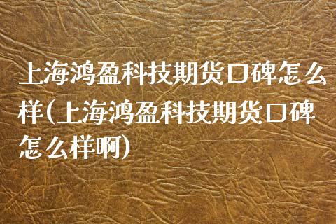 上海鸿盈科技期货口碑怎么样(上海鸿盈科技期货口碑怎么样啊)_https://www.iteshow.com_股票_第1张