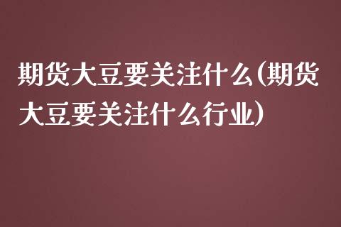 期货大豆要关注什么(期货大豆要关注什么行业)_https://www.iteshow.com_原油期货_第1张