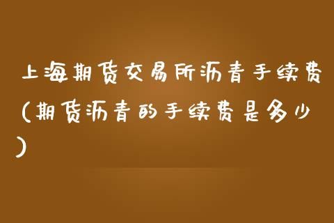 上海期货交易所沥青手续费(期货沥青的手续费是多少)_https://www.iteshow.com_期货品种_第1张