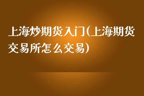 上海炒期货入门(上海期货交易所怎么交易)_https://www.iteshow.com_黄金期货_第1张