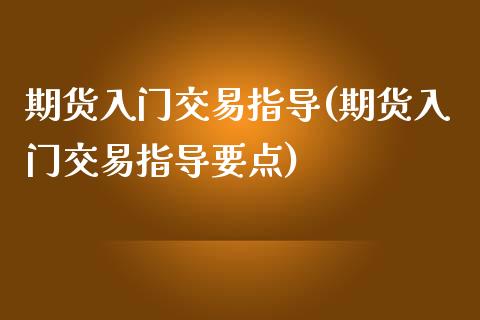 期货入门交易指导(期货入门交易指导要点)_https://www.iteshow.com_期货手续费_第1张