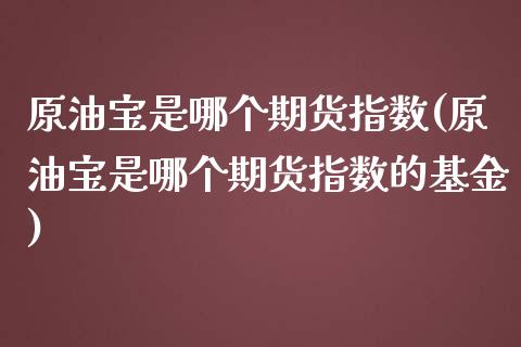 原油宝是哪个期货指数(原油宝是哪个期货指数的基金)_https://www.iteshow.com_商品期货_第1张