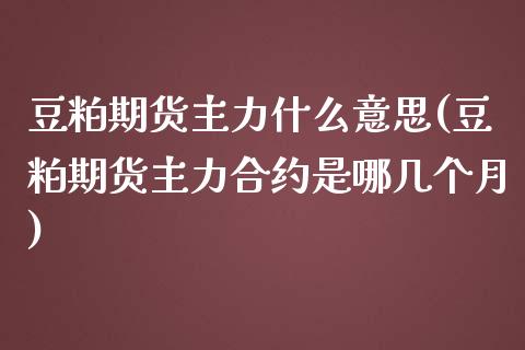 豆粕期货主力什么意思(豆粕期货主力合约是哪几个月)_https://www.iteshow.com_期货公司_第1张