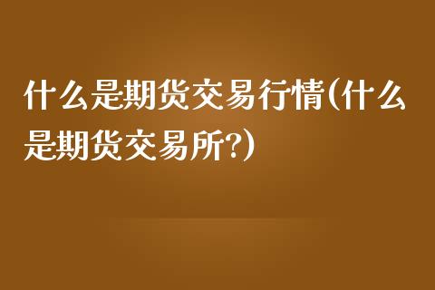 什么是期货交易行情(什么是期货交易所?)_https://www.iteshow.com_黄金期货_第1张