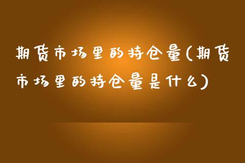 期货市场里的持仓量(期货市场里的持仓量是什么)_https://www.iteshow.com_期货开户_第1张