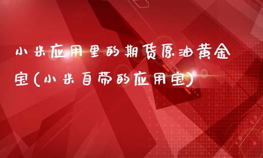 小米应用里的期货原油黄金宝(小米自带的应用宝)_https://www.iteshow.com_商品期货_第1张