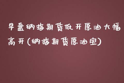 早盘纳指期货低开原油大幅高开(纳指期货原油宝)_https://www.iteshow.com_商品期权_第1张