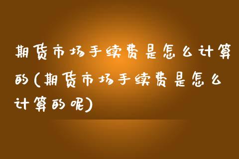 期货市场手续费是怎么计算的(期货市场手续费是怎么计算的呢)_https://www.iteshow.com_期货手续费_第1张