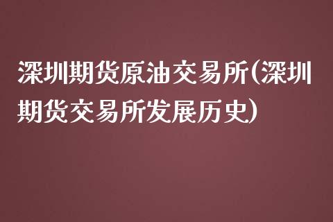 深圳期货原油交易所(深圳期货交易所发展历史)_https://www.iteshow.com_期货百科_第1张