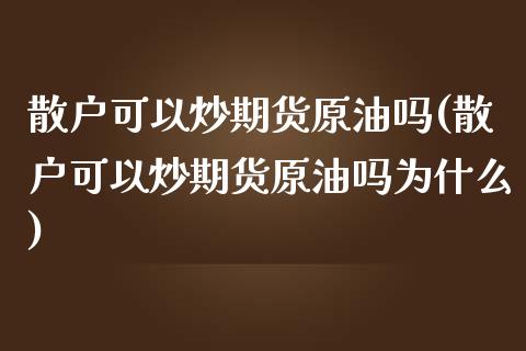 散户可以炒期货原油吗(散户可以炒期货原油吗为什么)_https://www.iteshow.com_期货开户_第1张