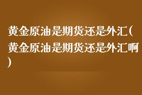 黄金原油是期货还是外汇(黄金原油是期货还是外汇啊)_https://www.iteshow.com_股票_第1张