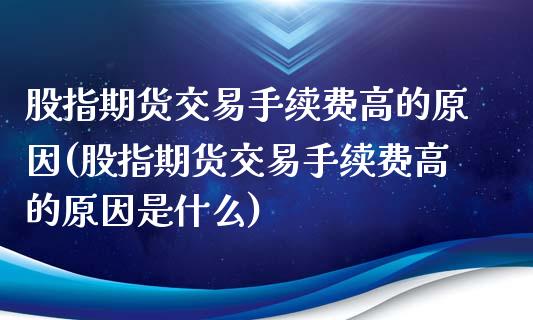 股指期货交易手续费高的原因(股指期货交易手续费高的原因是什么)_https://www.iteshow.com_原油期货_第1张