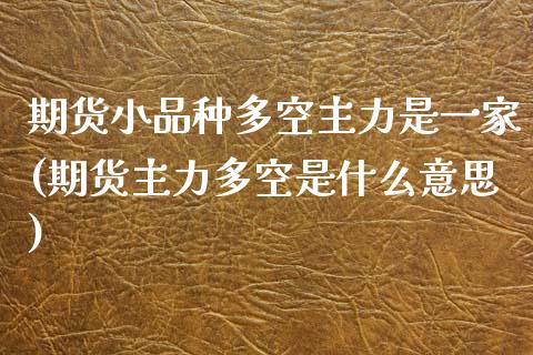 期货小品种多空主力是一家(期货主力多空是什么意思)_https://www.iteshow.com_基金_第1张