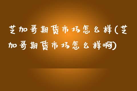 芝加哥期货市场怎么样(芝加哥期货市场怎么样啊)_https://www.iteshow.com_股票_第1张