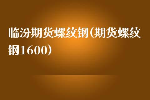 临汾期货螺纹钢(期货螺纹钢1600)_https://www.iteshow.com_股指期货_第1张