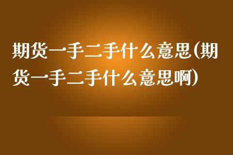 期货一手二手什么意思(期货一手二手什么意思啊)_https://www.iteshow.com_期货公司_第1张