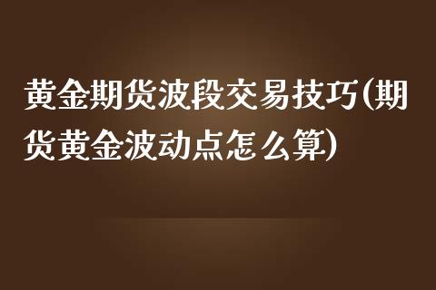 黄金期货波段交易技巧(期货黄金波动点怎么算)_https://www.iteshow.com_基金_第1张