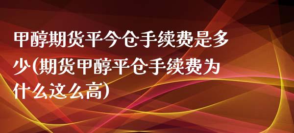 甲醇期货平今仓手续费是多少(期货甲醇平仓手续费为什么这么高)_https://www.iteshow.com_期货开户_第1张