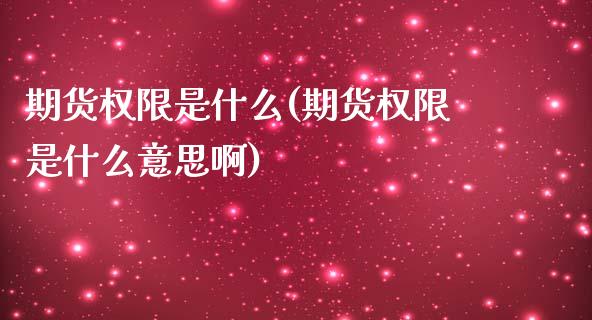 期货权限是什么(期货权限是什么意思啊)_https://www.iteshow.com_原油期货_第1张