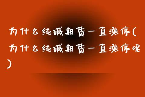 为什么纯碱期货一直涨停(为什么纯碱期货一直涨停呢)_https://www.iteshow.com_股票_第1张