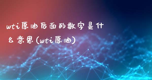 wti原油后面的数字是什么意思(wti原油)_https://www.iteshow.com_黄金期货_第1张